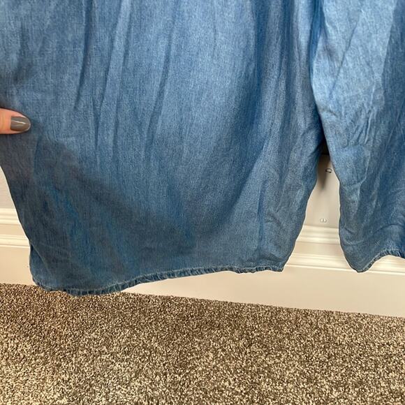 Walter Baker Tencil Chambray off the shoulder wide leg crop jumpsuit NWT medium - Picture 9 of 10